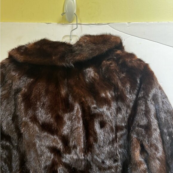 TheRoom Vintage 80s Mink Fur Coat Long Quality Dark Brown Pocket Jacket Shawl 12 - Picture 5 of 16